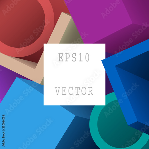 Abstract Colorful Geometric 3d Objects. Modern Background Design with Text Space. EPS 10 Vector.