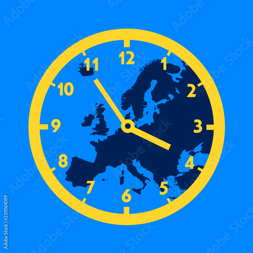 Time in Europe and European Union. Vector illustration. 
