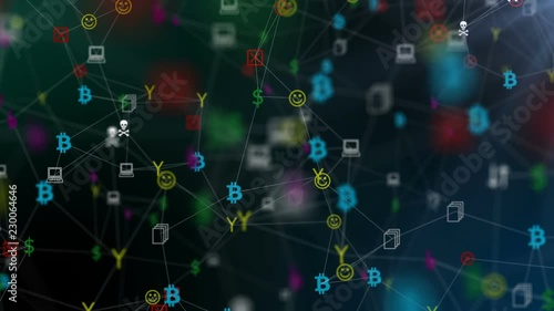 Wallpaper Mural United icons charge to each other.Seamless loop.Internet of things, background from the chaotically slow moving connected things. Torontodigital.ca