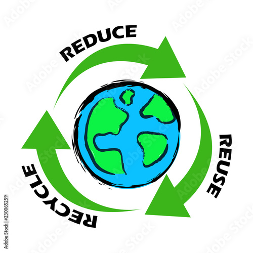 garbage reduce reuse recycle. solid waste management concept.