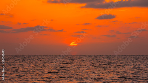 Beautiful sunset on the Black sea. Gold sea sunset.Poti, Georgia © k_samurkas