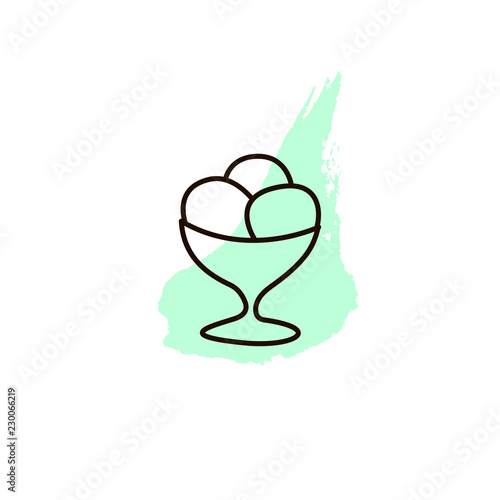 Hand drawn ice cream in doodle style with paint stain. Vector illustration suitable for posters, greeting cards and templates.