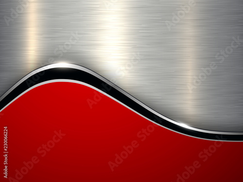 Elegant metallic background, silver red vector design.