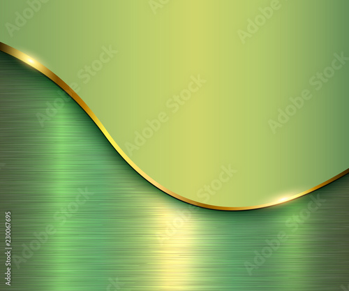Green metallic background, elegant with gold wave and metal texture