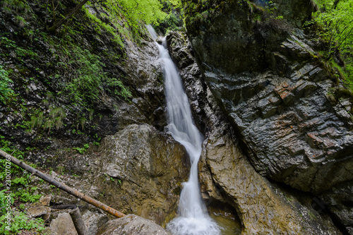 Hell Gorge  soteska Pekel  is a 1.5-kilometre gorge in Slovenia. The creek has many erosion features such as pools  rapids  and waterfalls  of which five are distinct as they plunge from 20 to 5 m.