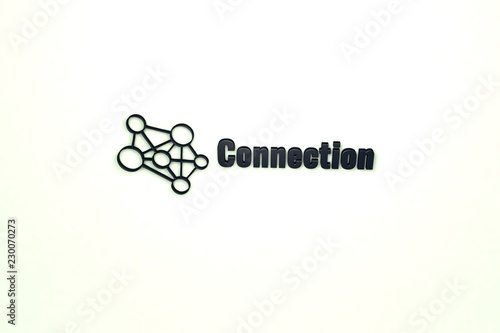 3D illustration of Connection  dark blue color and dark blue text with light background.