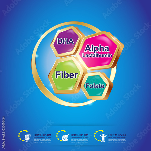 Omega 3 vitamin Concept logo for Products Vector