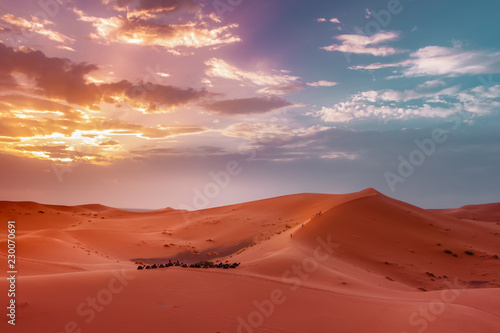 Magical sunset in the Sahara, Morocco desert tour