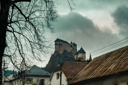 Oravsk   Podz  mok village and Orava castle in Slovakia 