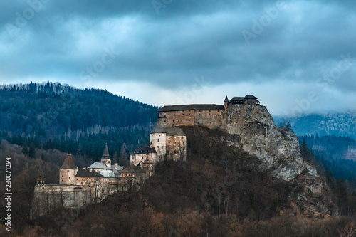 Medieval landscape and Orava Castle in Slovakia