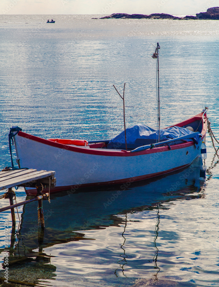 Beautiful landscape with boat in the sea