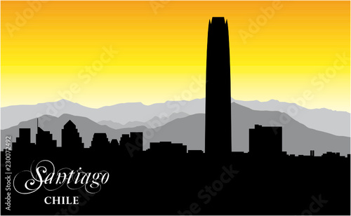 skyline vector silhouette of the chilean capital Santiago