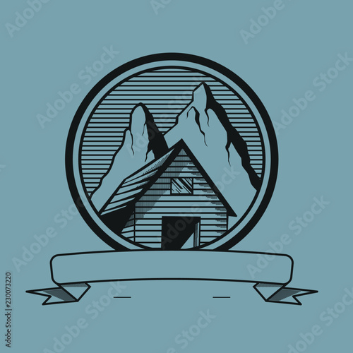 a mountain hut illustration
