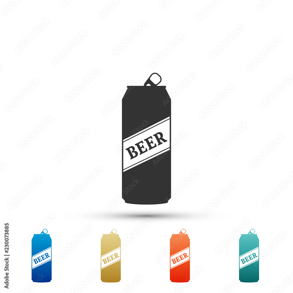 Beer can icon isolated on white background. Set elements in colored icons. Flat design. Vector Illustration Beer can icon isolated on white background. Set elements in colored icons. Flat design. Vector Illustration