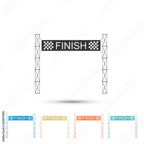 Ribbon in finishing line icon isolated on white background. Symbol of finish line. Sport symbol or business concept. Set elements in colored icons. Flat design. Vector Illustration