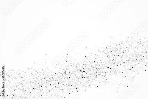 Futuristic abstract vector background blockchain technology. Peer to peer network business concept. Global cryptocurrency blockchain vector banner. Wave flow.