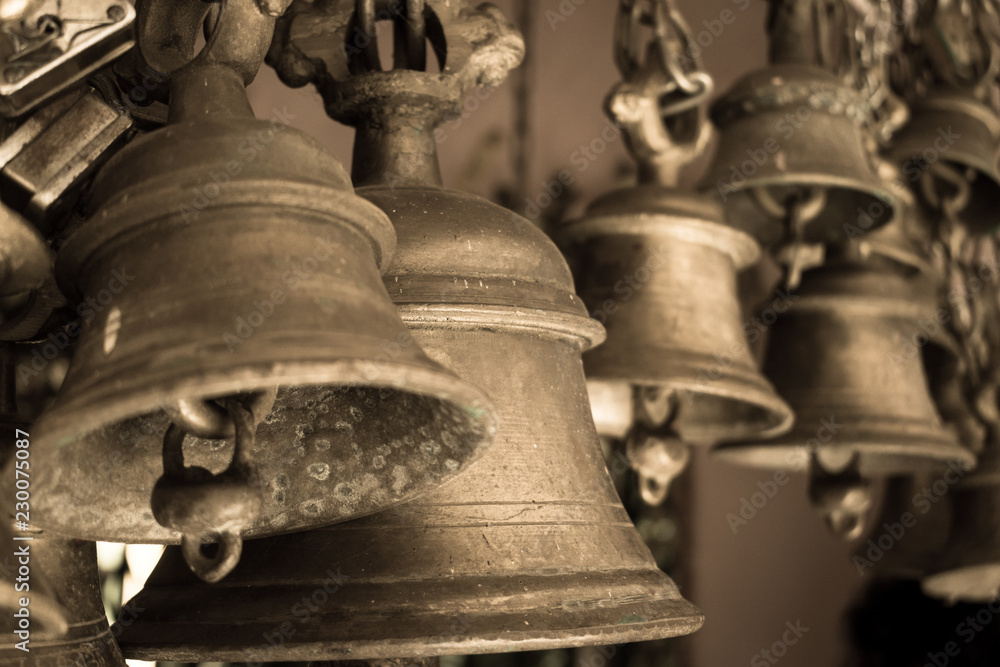 Antique Bells In A Temple