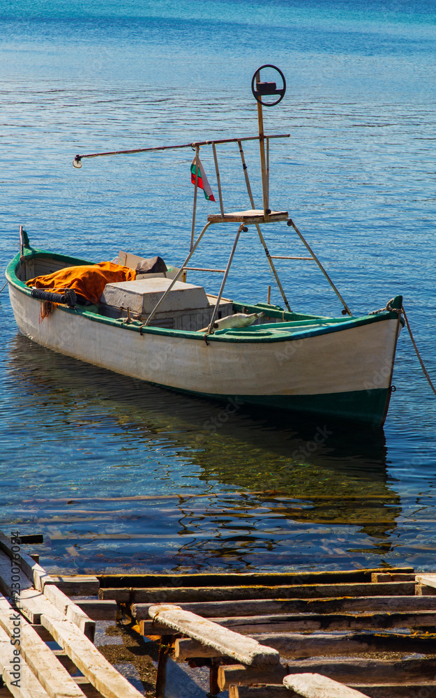 Beautiful landscape with boat in the sea