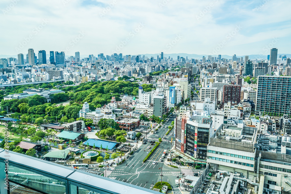 Fototapeta premium あべのハルカスからの大阪の街並み