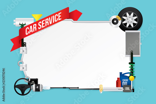 Vector design text box frame for car mechanic service and repair.
