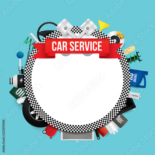 Vector design text box frame for car mechanic service and repair.