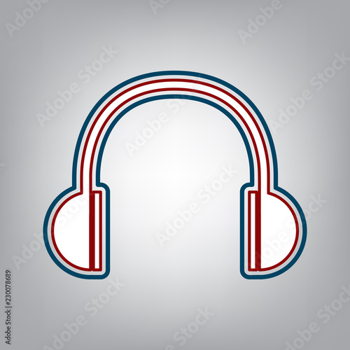 Headphones sign illustration. Vector. Dark red, transparent and 