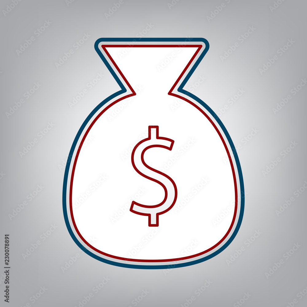 Money bag sign illustration. Vector. Dark red, transparent and m Money bag sign illustration. Vector. Dark red, transparent and m