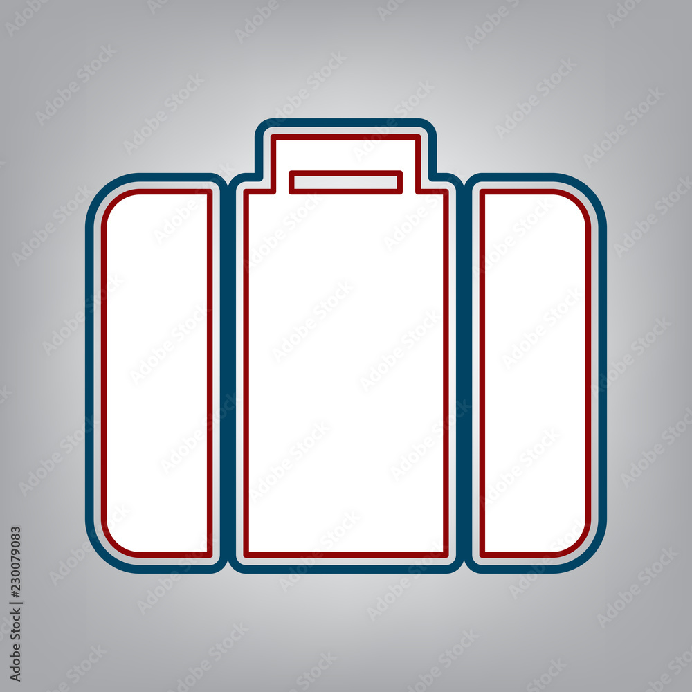 Briefcase sign illustration. Vector. Dark red, transparent and midnight green stroke of white icon at grayish background. Illustration. Briefcase sign illustration. Vector. Dark red, transparent and midnight green stroke of white icon at grayish background. Illustration.