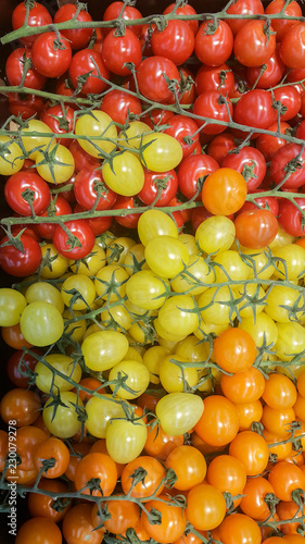 Colorful and fresh cherry tomatoes.