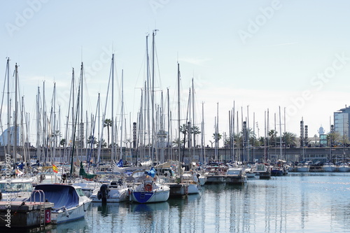 Yachts are in harbor, Bacelona bay, Spain, editorial use  © Olga
