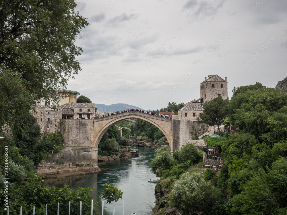 The Old Bridge in Mostar, Bosnia and Herzegovina over Neretva river