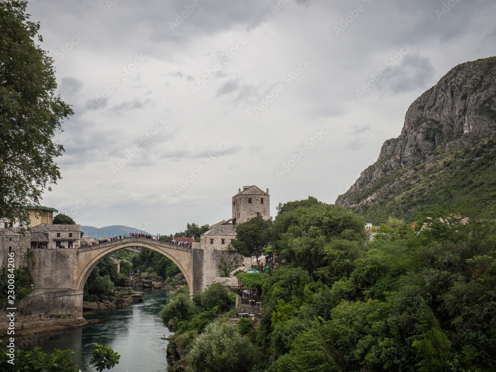 The Old Bridge in Mostar, Bosnia and Herzegovina over Neretva river
