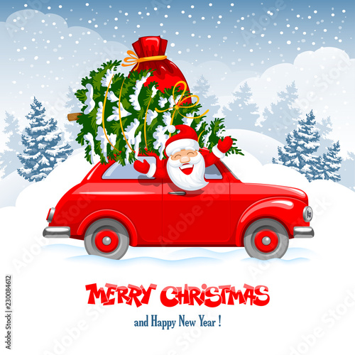 Christmas Character Santa In The Car