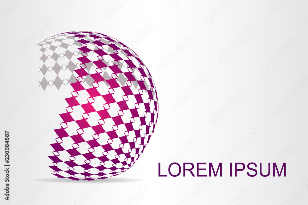 Abstract technology logo stylized spherical surface with abstract shapes. Abstract technology logo stylized spherical surface with abstract shapes.