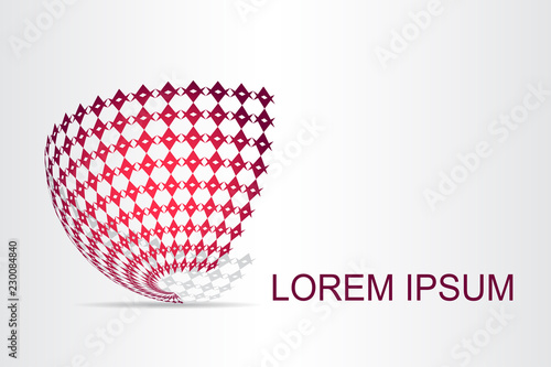  Abstract technology logo stylized spherical surface with abstract shapes.