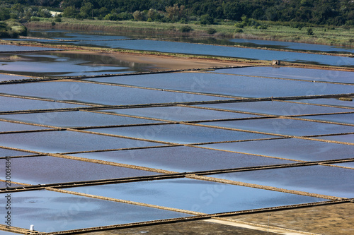 The saltworks of Ston, Croatia, established in the 13th century and still harvesting the salt from the sea in a traditional manner. photo