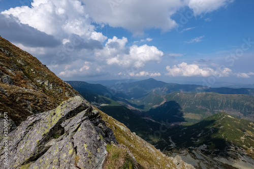 mountain panorama from top of Banikov peak in Slovakian Tatra mountains