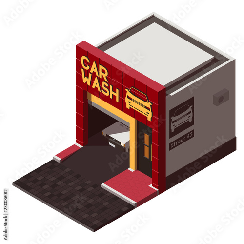 Isometric car wash building