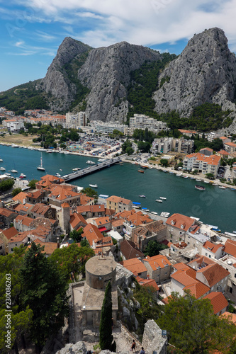 Omis, a small town and port at the mouth of the Cetina River in Croatia