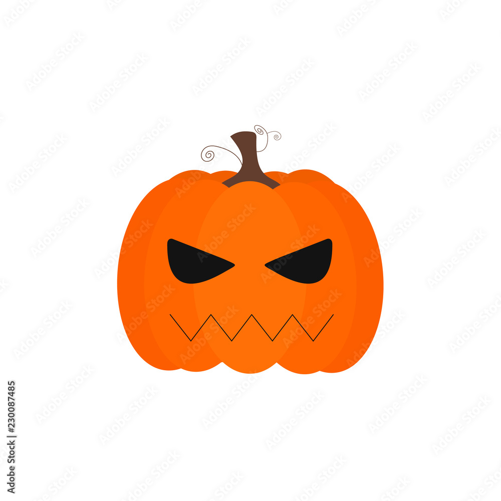 Vector of a simple pumpkin with bad face and black eyes. Vector of a simple pumpkin with bad face and black eyes.