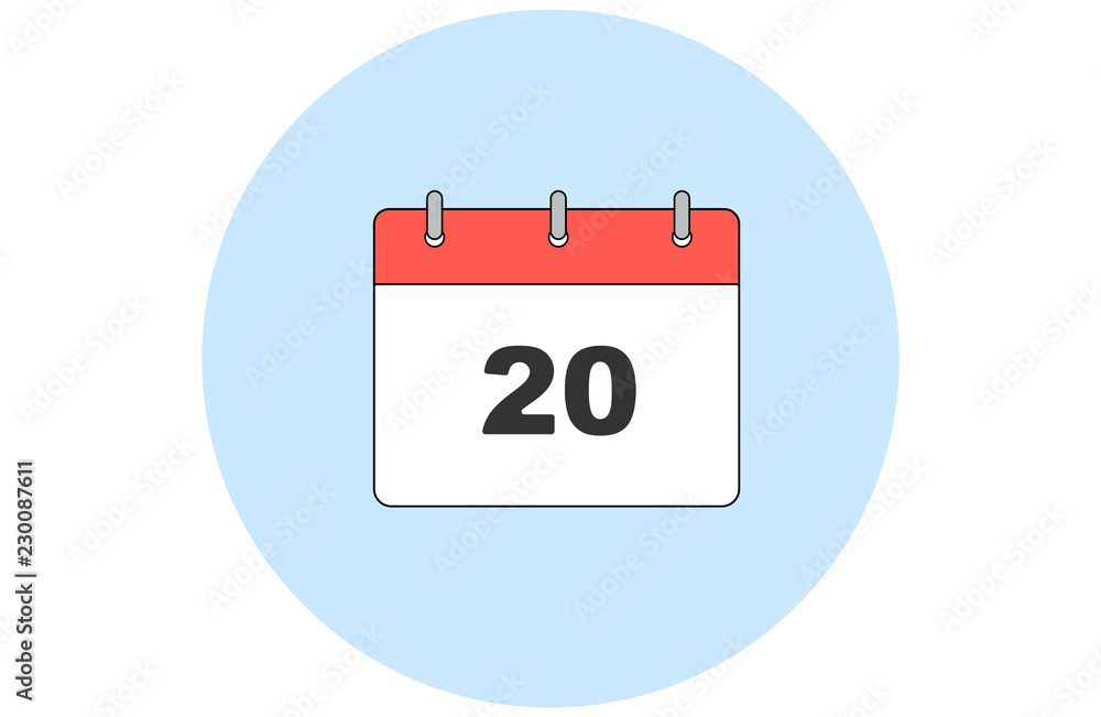 Vector of a calendar with day 20. Vector of a calendar with day 20.