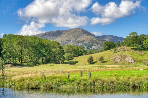 A view of the mountain called Wetherlam from Elterwater photo