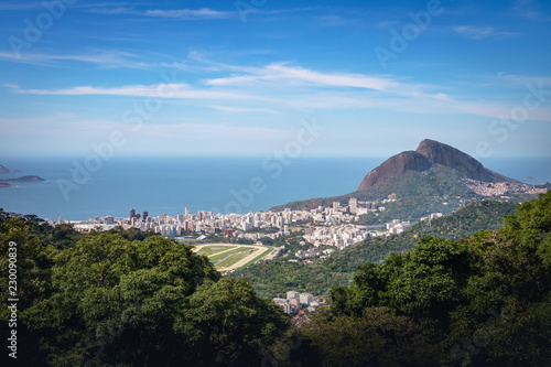 Aerial view of Rio de Janeiro and Two Brothers Hill (Morro Dois Irmaos) - Rio de Janeiro, Brazil
