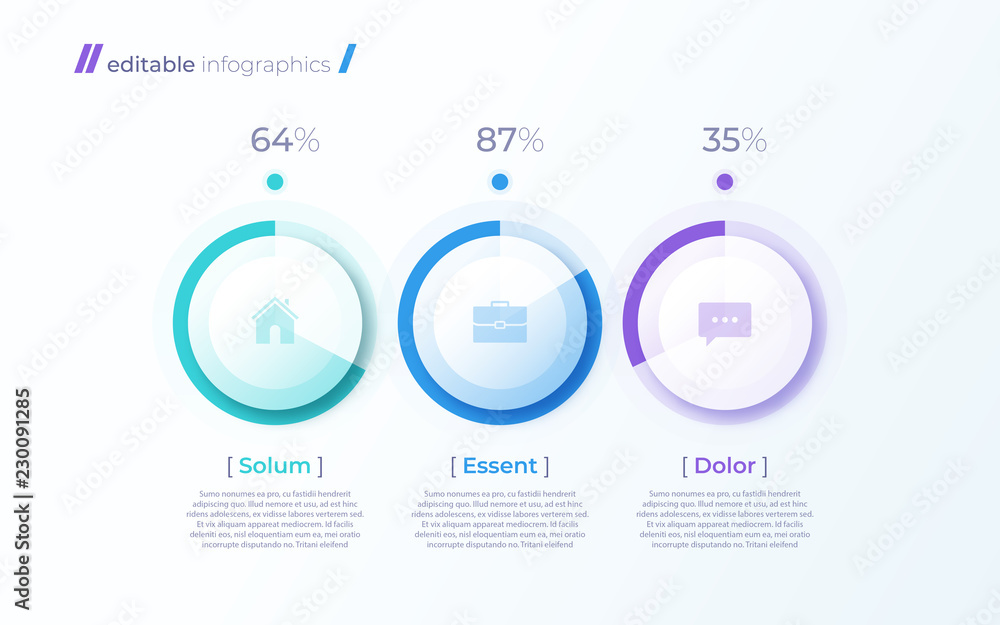 Vector modern editable infographic template with percentage diagrams ...