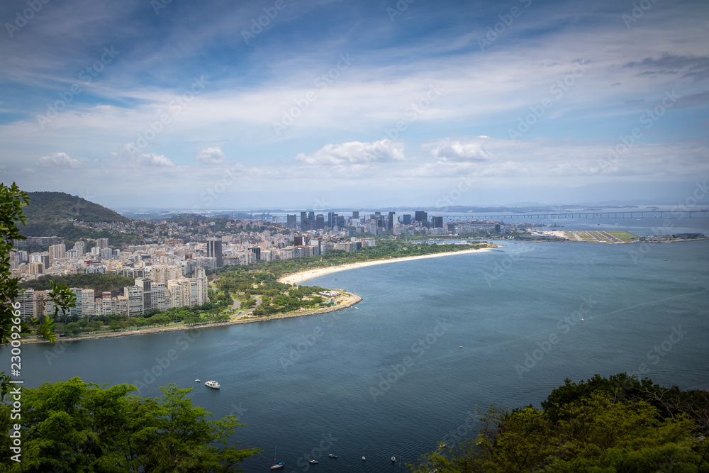 Panoramic aerial view of Rio de Janeiro, Guanabara Bay and Flamengo Park - Rio de Janeiro, Brazil