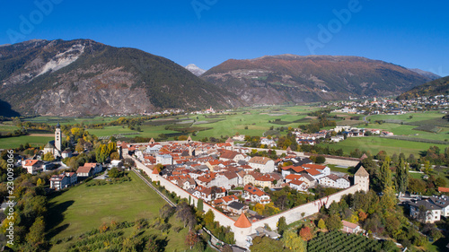 City of Glorenza, Trentino.
Fortified city in Val Venosta. Aerial shot