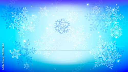 Snowflakes and festive lights - vector background with beautiful snowflakes that merrily shine and shimmer in color space