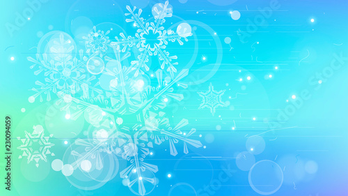 Snowflakes and festive lights - vector background with beautiful snowflakes that merrily shine and shimmer in color space