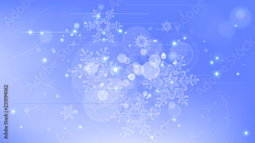 Snowflakes and festive lights - vector background with beautiful snowflakes that merrily shine and shimmer in color space