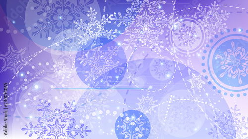 Snowflakes and festive lights - vector background with beautiful snowflakes that merrily shine and shimmer in color space